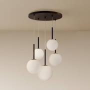 Maytoni hänglampa Basic form, svart, Ø 58 cm, 5 lampor glas