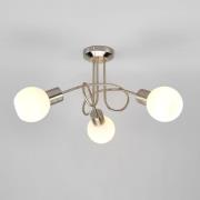 Lindby taklampa Elaina, Ø 38cm, 3 lampor, nickel, glas, E14