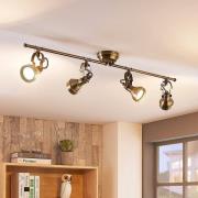 Lindby taklampa Perseas, 78 cm, 4 lampor, antik mässing, GU10