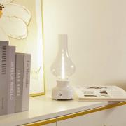 Lindby LED uppladdningsbar bordslampa Maxentius, kräm, glas, dimmer