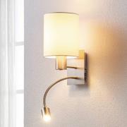 Lindby vägglampa Shajan, 29 cm, textil, E27, LED-läslampa