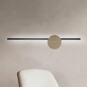 TK Lighting LED-vägglampa Java II, svart/ek, höjd 93 cm, metall