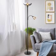 Globo Golvlampa Blade, höjd 178 cm, svart/rökfärgad, 2 lampor.