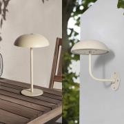 Arcchio LED uppladdningsbar bordslampa Thenra, beige, väggfäste