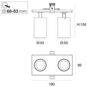 The Light Group SLC LED-inbyggnadsspot Art, 2 lampor, svart, 2 700 K, ...