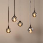 EMIBIG LIGHTING Hänglampa Glassy, 5 lampor, decentral, svart, grafit