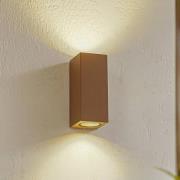 Lucande utomhusvägglampa Xava, upp/ned, brun, 2 lampor, GU10
