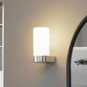 Lucande Basolo vägglampa till bad, krom, höjd 17,2 cm, glas