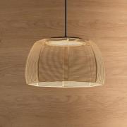 Bover LED-hänglampa Tanit, Ø 43 cm, svart/beige, tyg