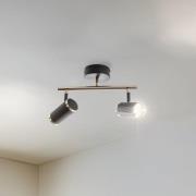 Lucea Lume takspotlight, 2 lampor, svart/mässing, höjd 22 cm, järn