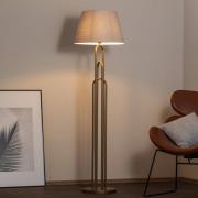 Avonni Golvlampa Lazar, grå/guld antik, höjd 164 cm, textil/metall