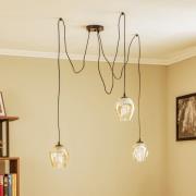 EMIBIG LIGHTING Pendellampa Starla, glas amber, 3 lampor decentral