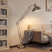 Lindby golvlampa Leia, silver, metall, 180cm, roterbar, E27