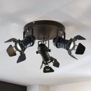 Lindby takspotlight Tilen, 3 lampor, svart, metall, Ø 54cm