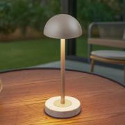 Lindby LED-bordslampa Pippin, guld/travertin, höjd 27 cm