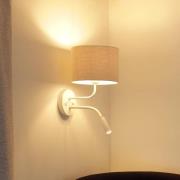 Duolla Vägglampa Roller, sladd vit, vit, med läslampa