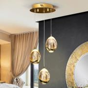 Schuller Valencia LED-pendellampa Rocio 3-ljus, metall, glas, guld
