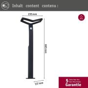Paulmann LED-väglampa Alara, antracit, 67 cm IP44