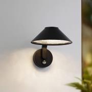 Lindby LED-vägglampa Capelo, svart, aluminium, sensor, Ø20cm