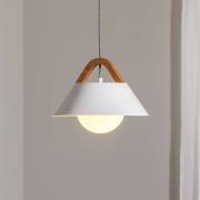 Luminex Hänglampa Funda, brun/vit, Ø 30 cm, stål/trä/glas