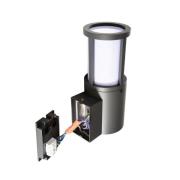 Deko-Light Facado II utomhusvägglampa, grå/opal, Ø 11 cm, IP65, metall