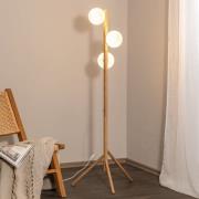 TK Lighting Estera golvlampa, opalglas, träram, 132 cm, 3 lampor