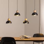 EMIBIG LIGHTING Seco pendellampa, längd 90 cm, svart, metall/trä, 4 la...