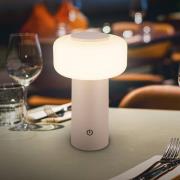 Briloner LED-bordslampa med batteri Juna, beige, IP44, dimbar, 20 cm