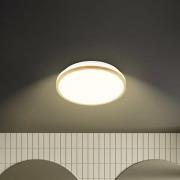Briloner LED-taklampa Acorus, Ø 28 cm, vit/träfärgad, IP44