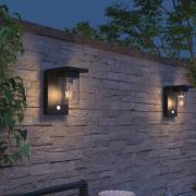 Calex Solar-LED-utomhusvägglampa Asti, sensor, IP44, svart