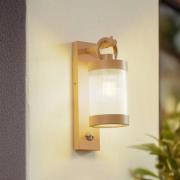 Lindby utomhusvägglampa Yrene, 20 cm, beige, sensor, ripple