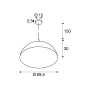 SLV hänglampa Forchini, 70 cm svart/guldfärgad plast
