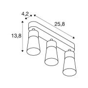 SLV taklampa Puri 2.0 Cone, vit, längd 26 cm, 3 lampor.