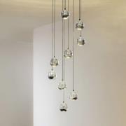 Lucande LED-hänglampa Hayley, svart, 9 lampor, glas