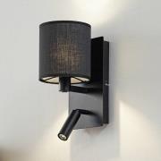 Lindby vägglampa Aiden, 30cm, svart, LED-läslampa, E14