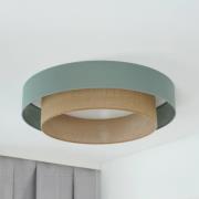Duolla LED-taklampa Luneta, sage/jute, Ø 60 cm, dimbar