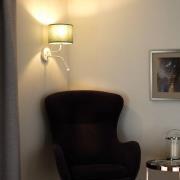 Duolla Roller vägglampa, tyg, vit/sage, läslampa