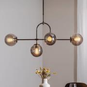 Lucea Portemo hänglampa, rökgrå/nickel, 109x30 cm, 4 lampor glas