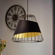 EGLO Austell pendellampa, Ø 43 cm, svart/guld, metall, tyg