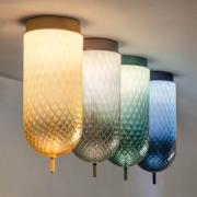 OLEV LED-taklampa Curuba, bärnstensfärgad, glas, höjd 40 cm 2 700 K