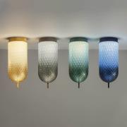 OLEV LED-taklampa Curuba, grå, glas, höjd 40 cm, 2 700 K
