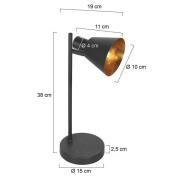 Steinhauer Bordslampa Oeroe, 1 lampa, svart, metall, E14