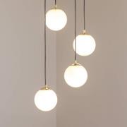 Euluna Hänglampa Glassy, 4 lampor, rund, svart/opal