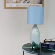 PR Home Bordslampa Uno, blå, höjd 37 cm, textil/keramik