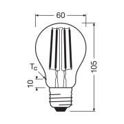 OSRAM traditionell glödlampa E27 7,2W filament 2 700K 1521lm 2-pack