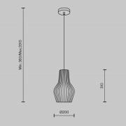 Maytoni Roots hänglampa, Ø 20 cm, höjd 31 cm, trä/svart
