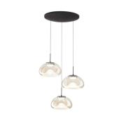 Fabas Luce LED-hänglampa Brena, 3 lampor, cognac, Ø 35 cm CCT, dimbar