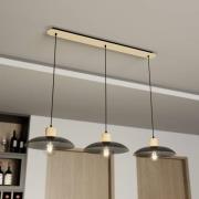 EMIBIG LIGHTING Hänglampa Kobe, 3 lampor, stål, trä, svart