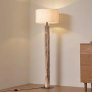 Lucande golvlampa Jorvan, krämvit, eukalyptus, linne