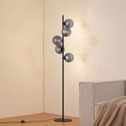 Lindby golvlampa Orbelia, svart, 5 lampor, glas